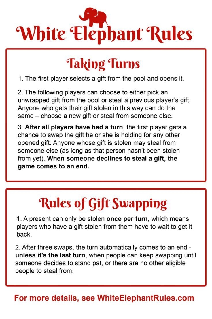 White Elephant Rules Printable