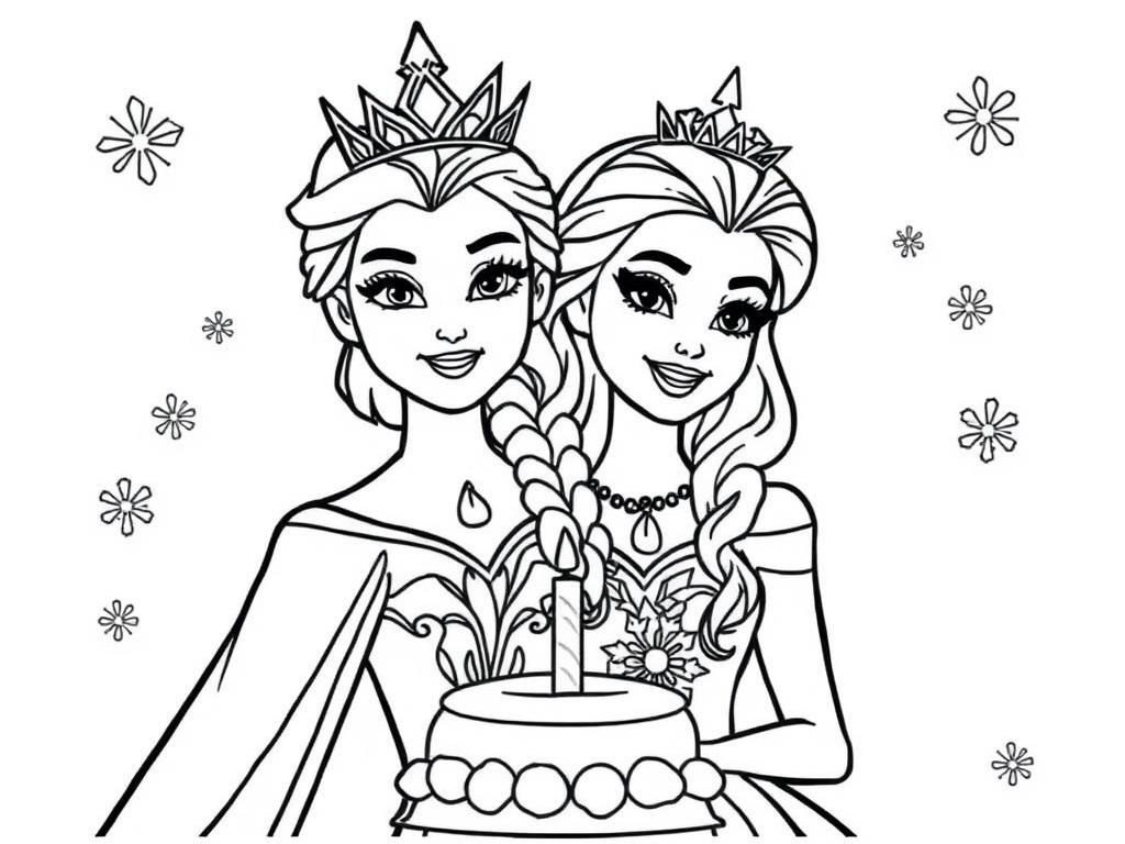Frozen Princesses Birthday Coloring Page Free Printable Coloring 