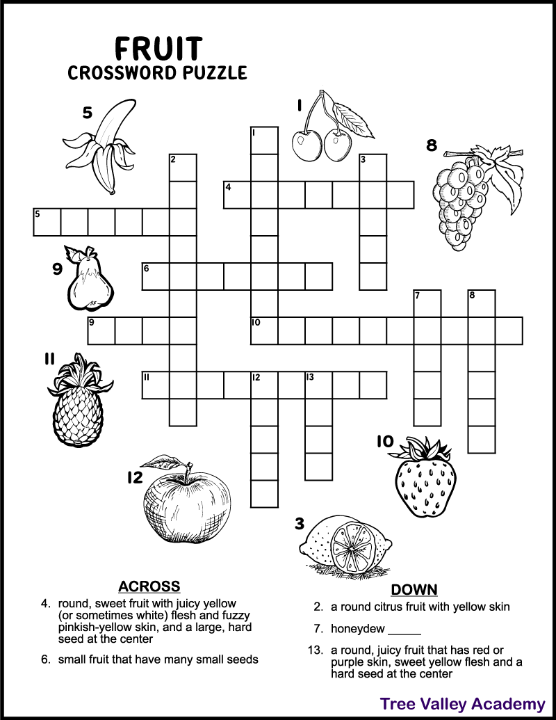 Crossword Puzzles For Grade 3 Printable