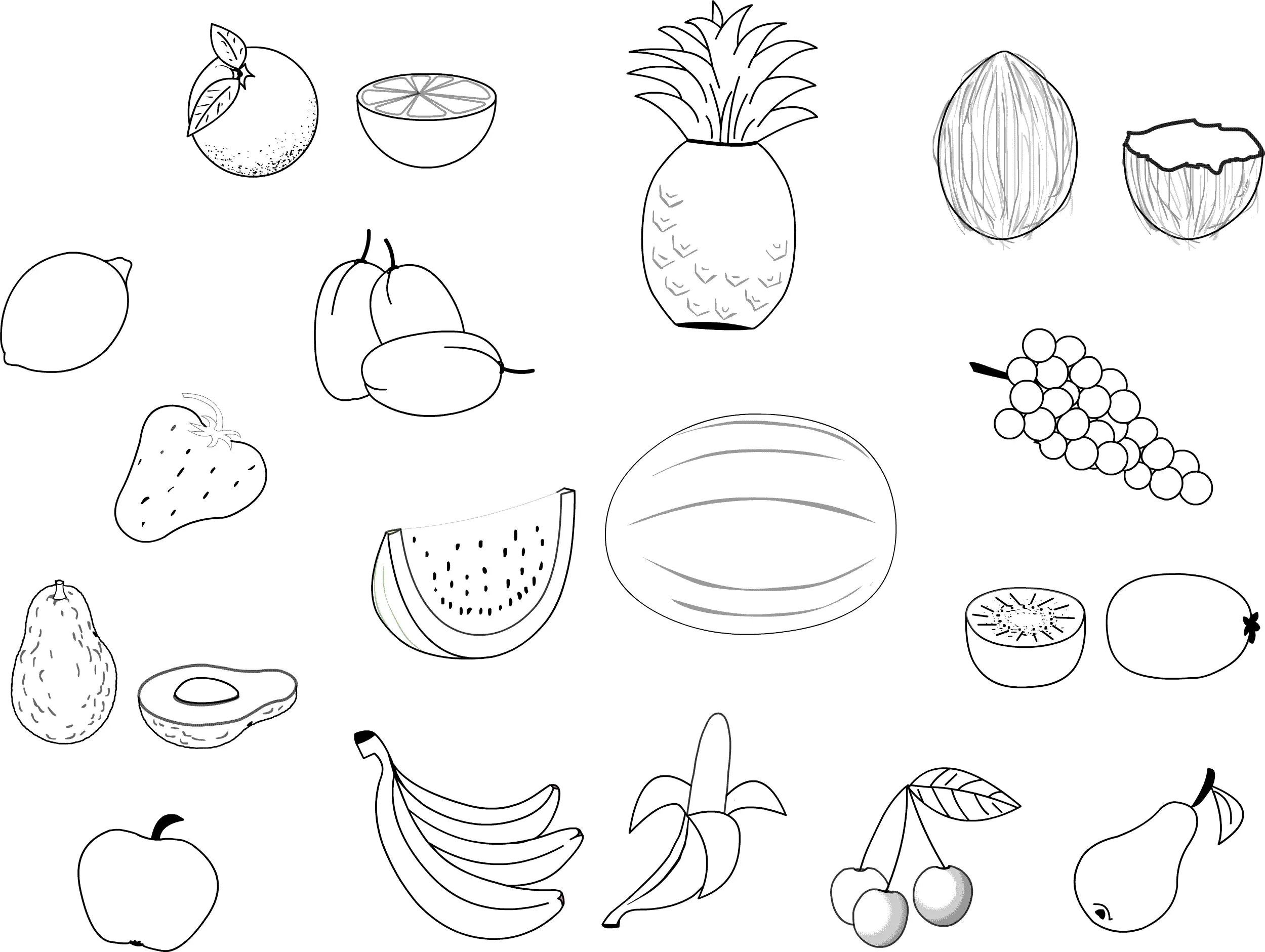 Fruits And Vegetables Coloring Page For Kids Fruits And 