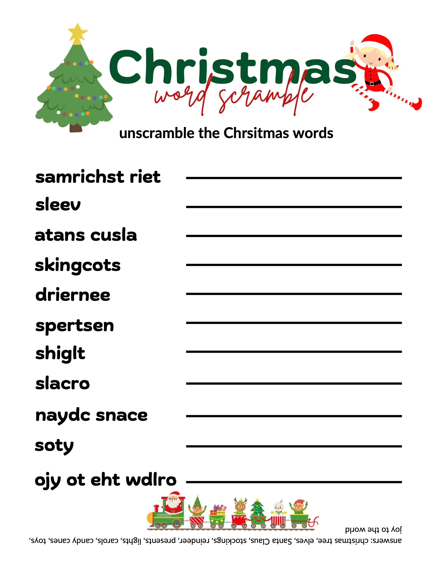 Printable Christmas Worksheets