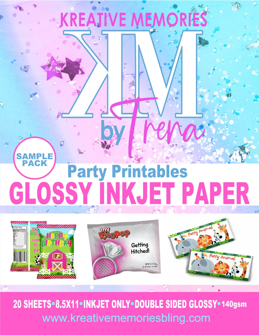 Glossy Party Printable Paper Inkjet Sample Pack Kreative 