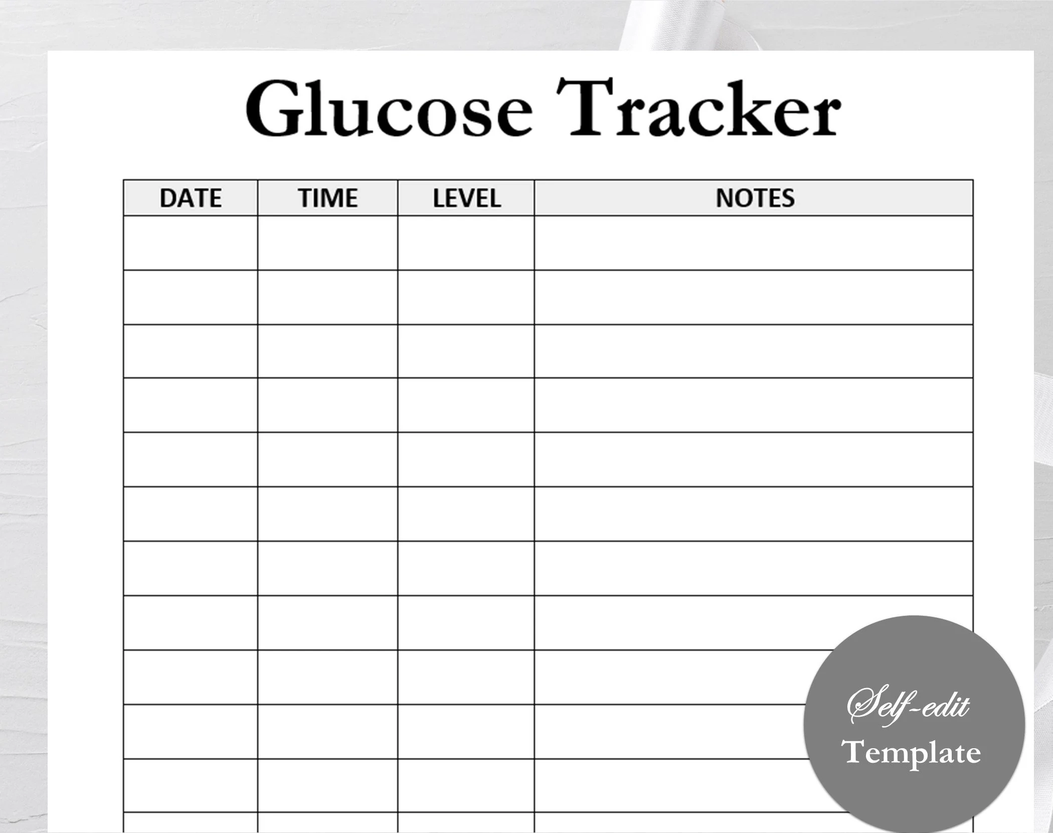 Glucose Tracker Log Blood Sugar Tracker Printable Blood Glucose 