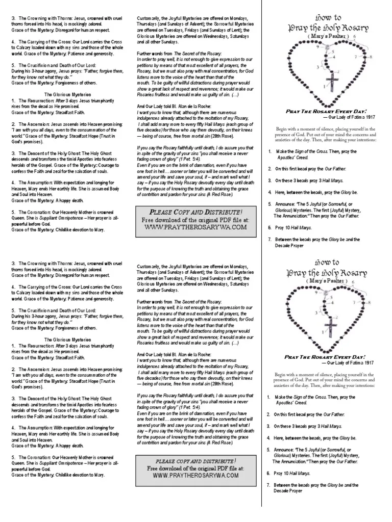 Guide To Praying The Rosary Mysteries PDF Rosary Lord s Prayer