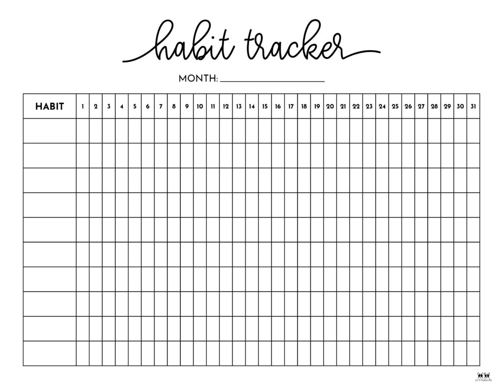 Monthly Habit Tracker Printable