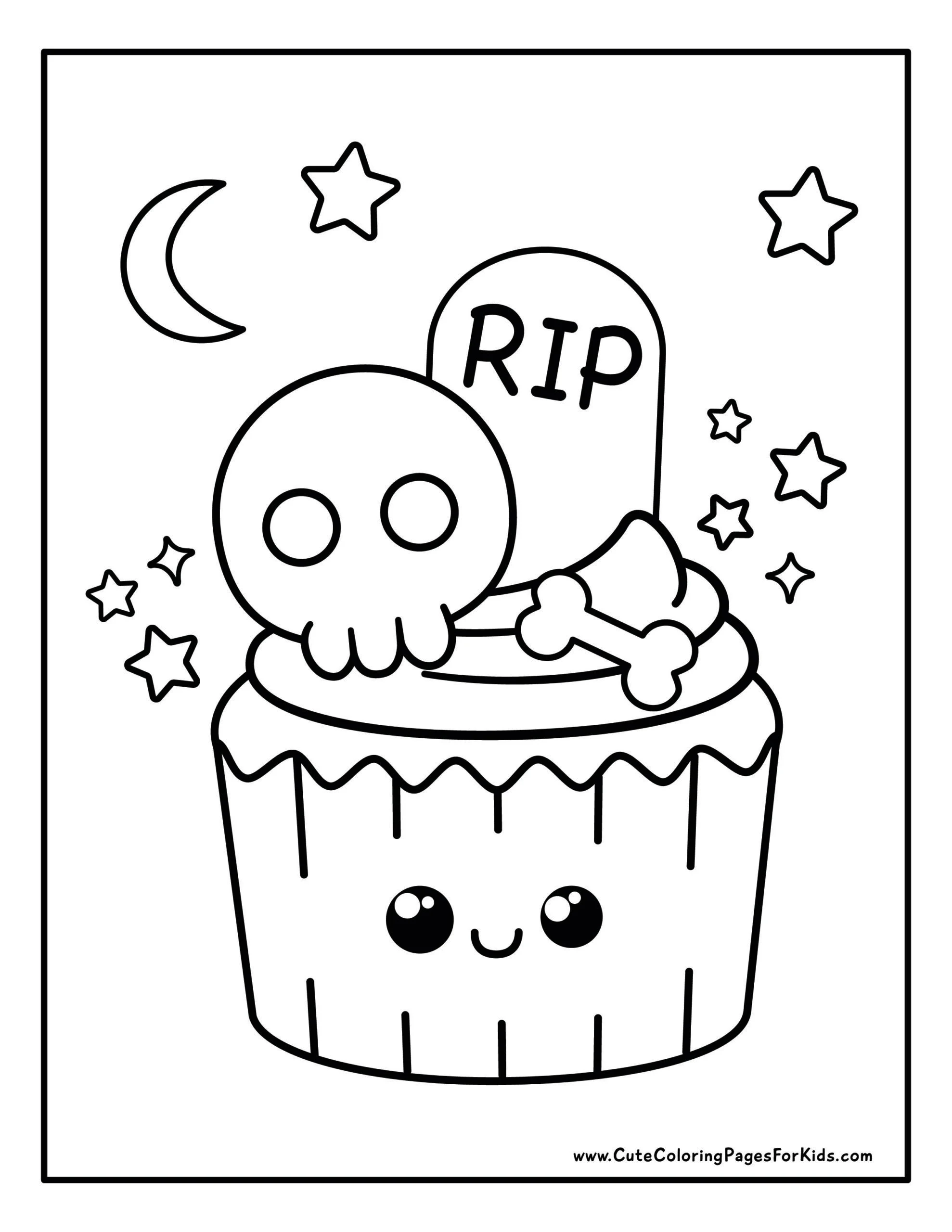 Halloween Candy And Treats Coloring Pages Free Printable Cute 