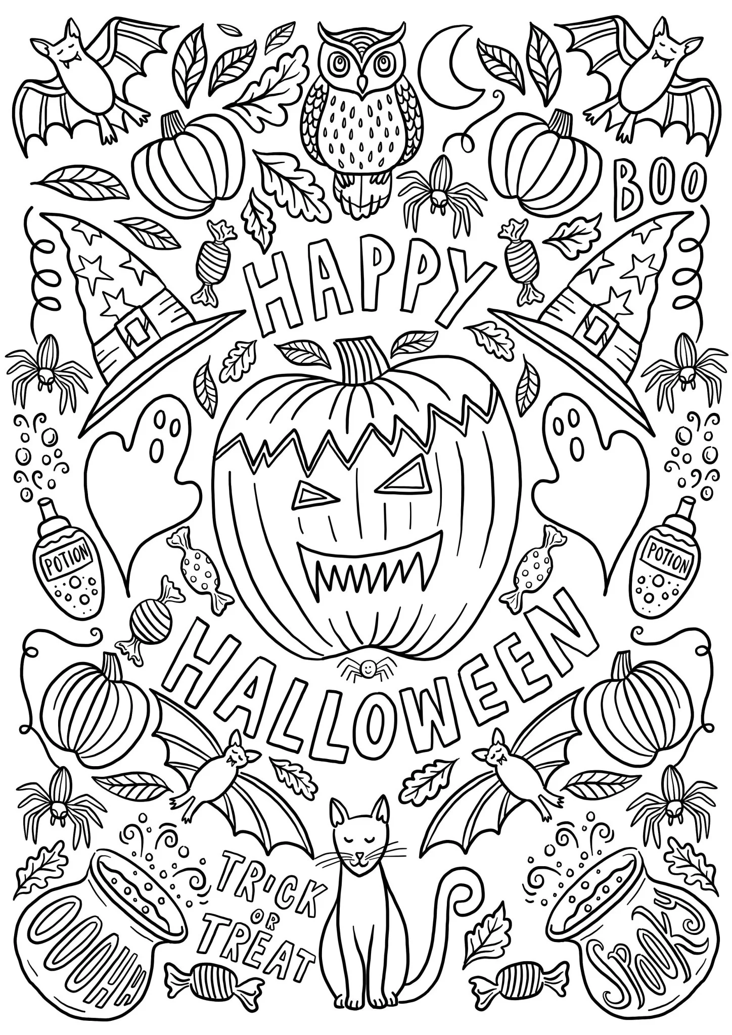 Halloween Colouring Posters Set Of Three Designs Download Lucy 