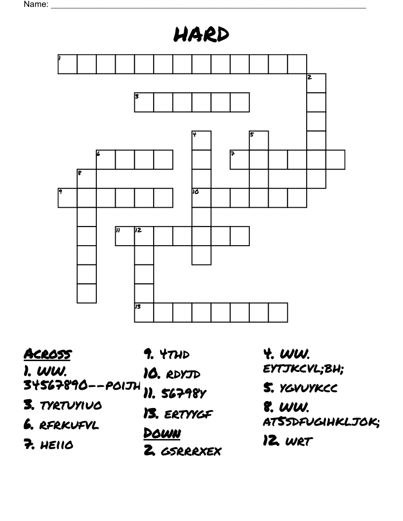 Printable Crossword Puzzles Hard