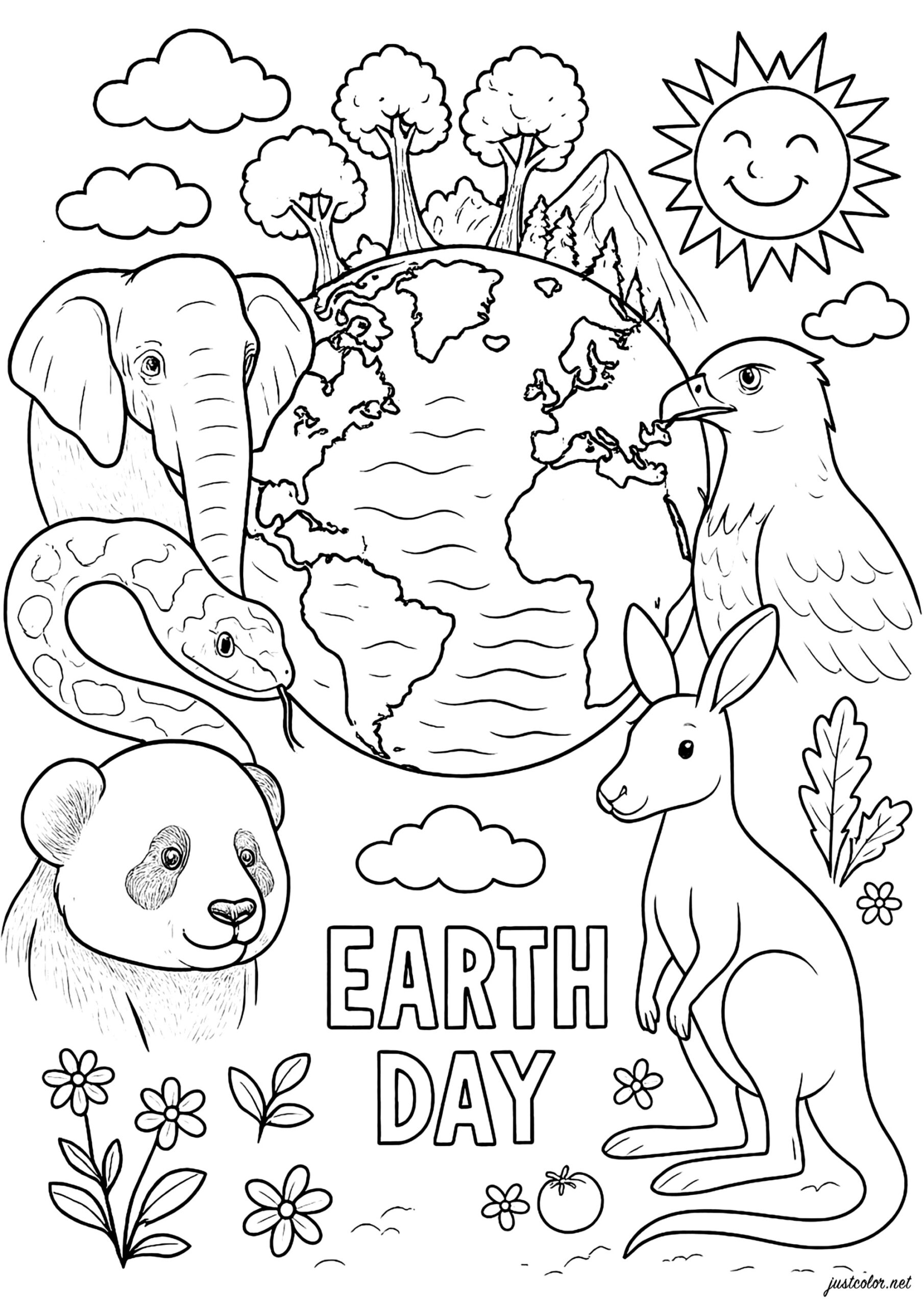 Harmony Of The World s Wildlife Earth Day Coloring Pages