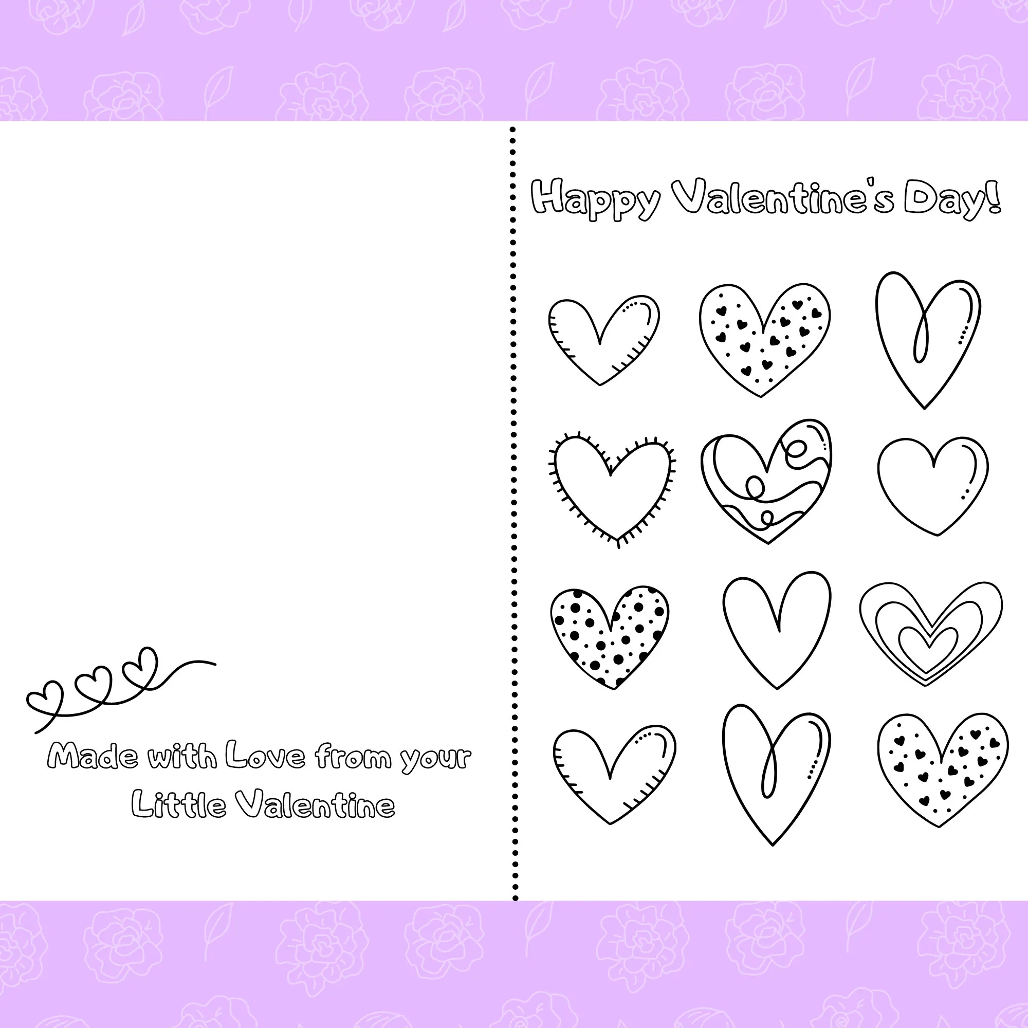 Heart You Printable Foldable Kids Valentine s Day Card To Color 