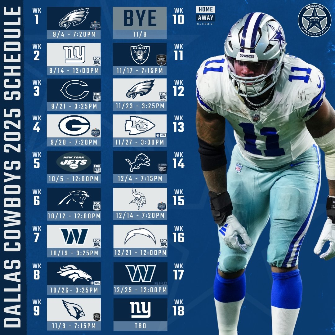 Here Is The 2025 Dallas Cowboys Schedule 