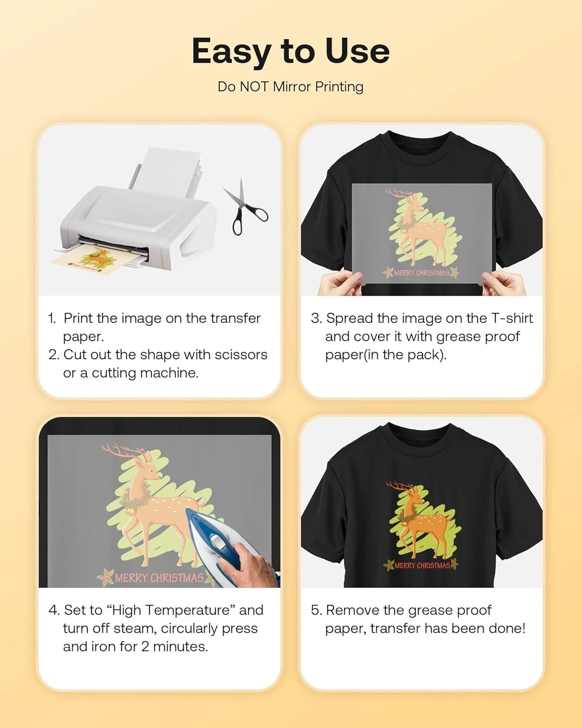 Hiipoo Heat Transfer Paper 8 5x11 Inch Iron on Transfer Paper For T Shirt 10 Sheets Printable And Washable Dark Transfer Paper For Inkjet Printer