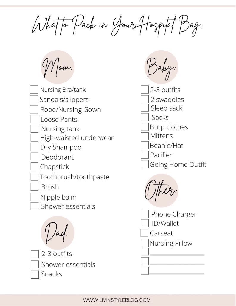 Hospital Bag Checklist What I Packed And Used LIV In Style