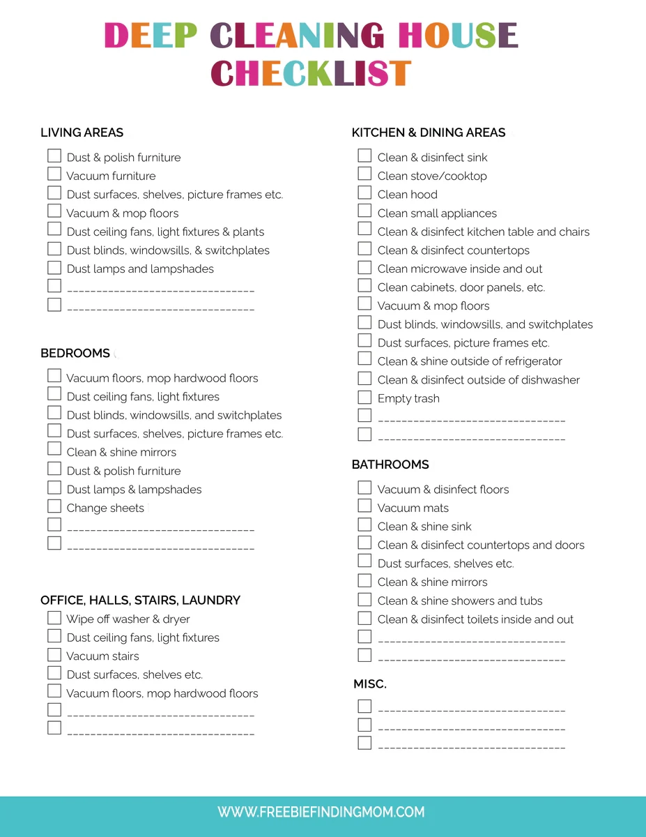 House Deep Cleaning Checklist