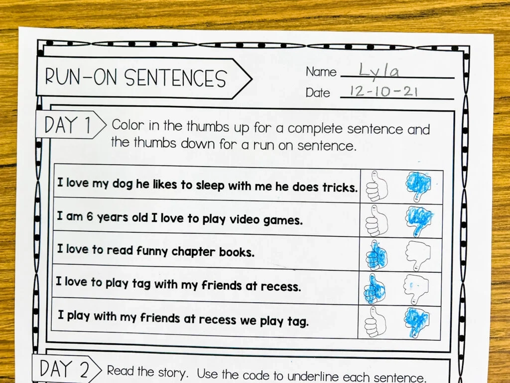 How To Fix A Run On Sentence Lucky Little Learners