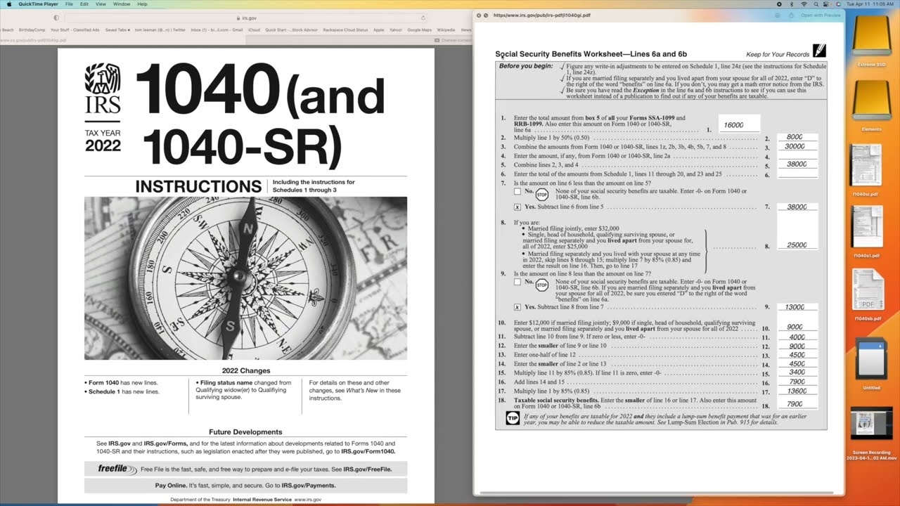 How To Use Social Security Benefits Worksheet Lines 6a And 6b Of 1040 SR