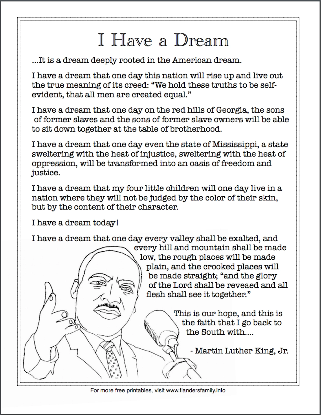 I Have A Dream Free Printables For MLK Day Flanders Family 