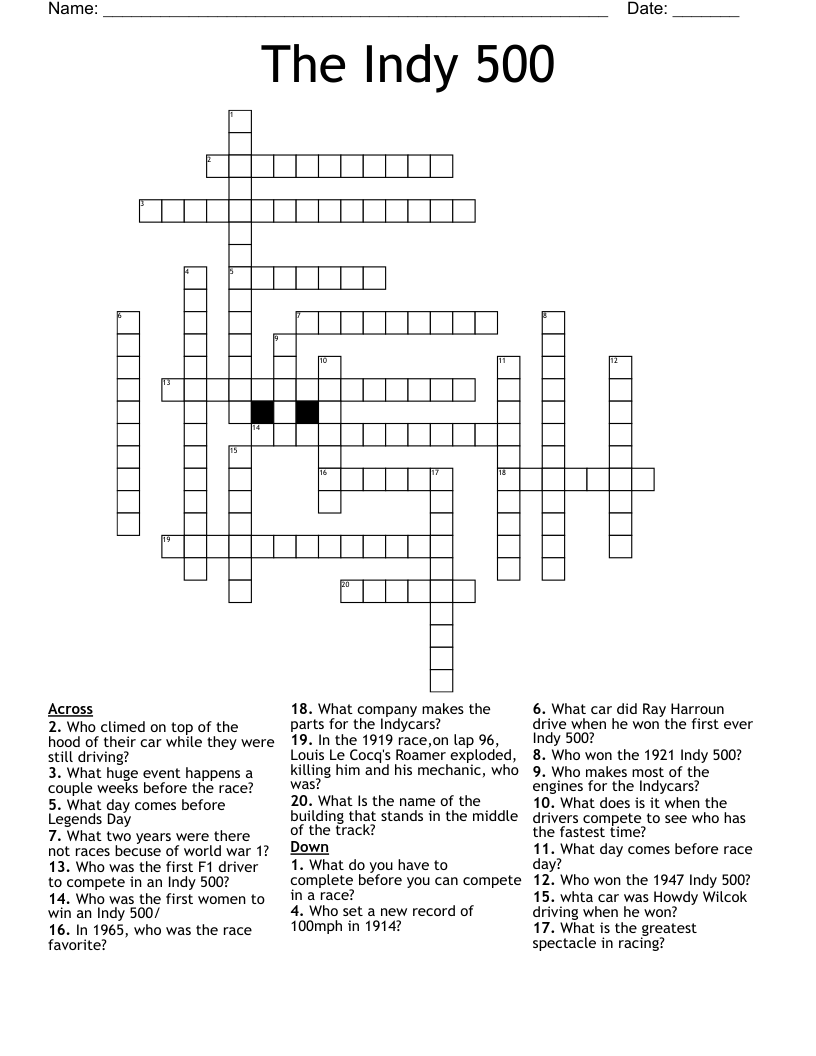 Printable Indystar Crossword Puzzles