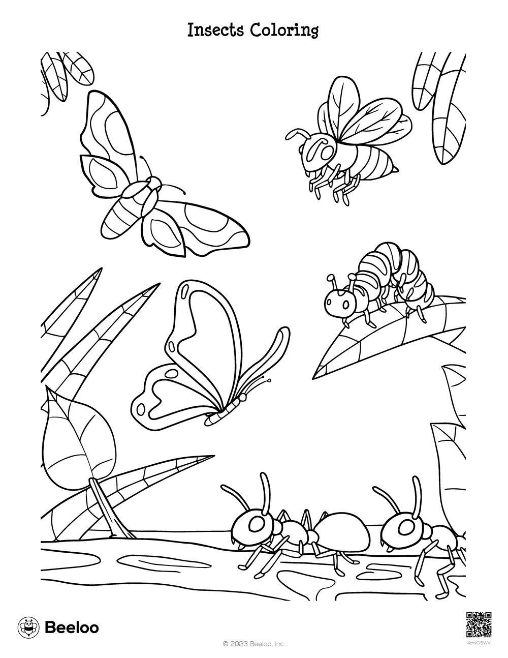 Insect themed Coloring Pages Beeloo Printable Crafts And 