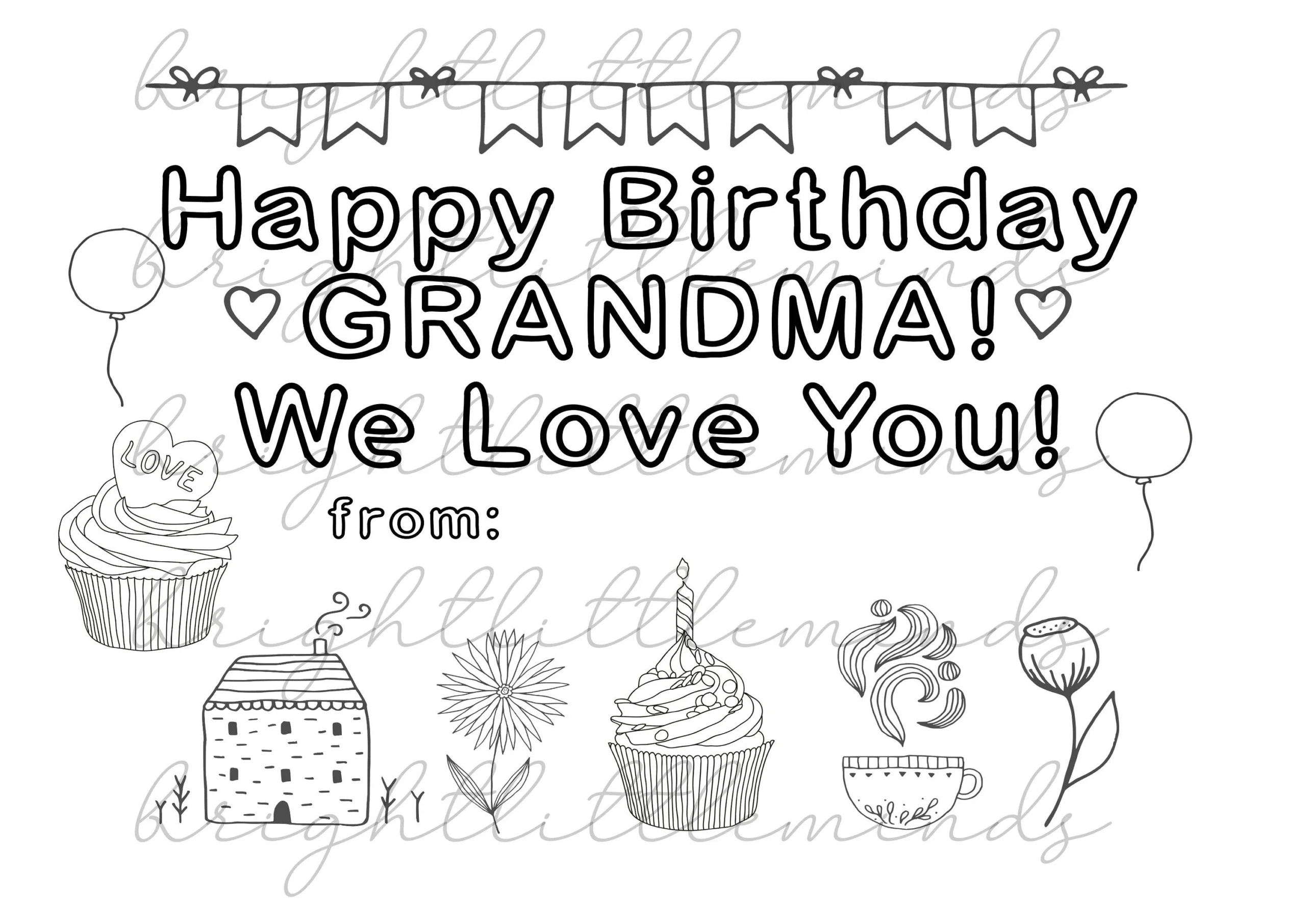 Instant Download Printable Happy Birthday Grandma DIY Kids 