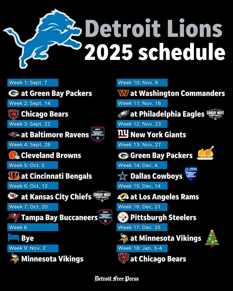 It s Here The Detroit Lions 2025 Regular Season Schedule Is Now 