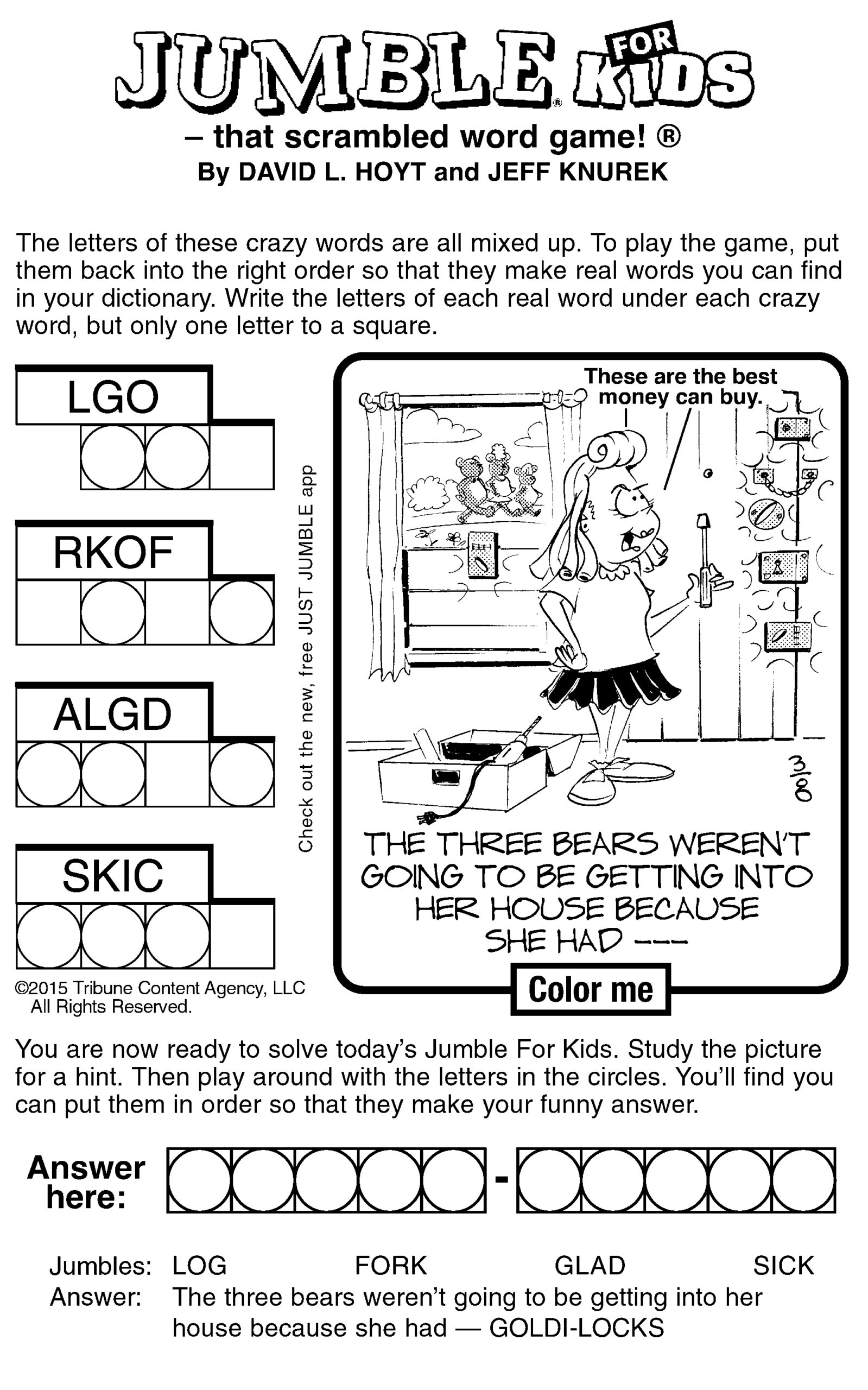 Free Printable Jumble Crosswords