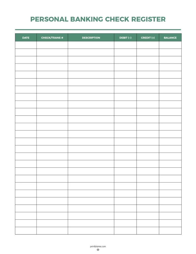 Check Registers Printable