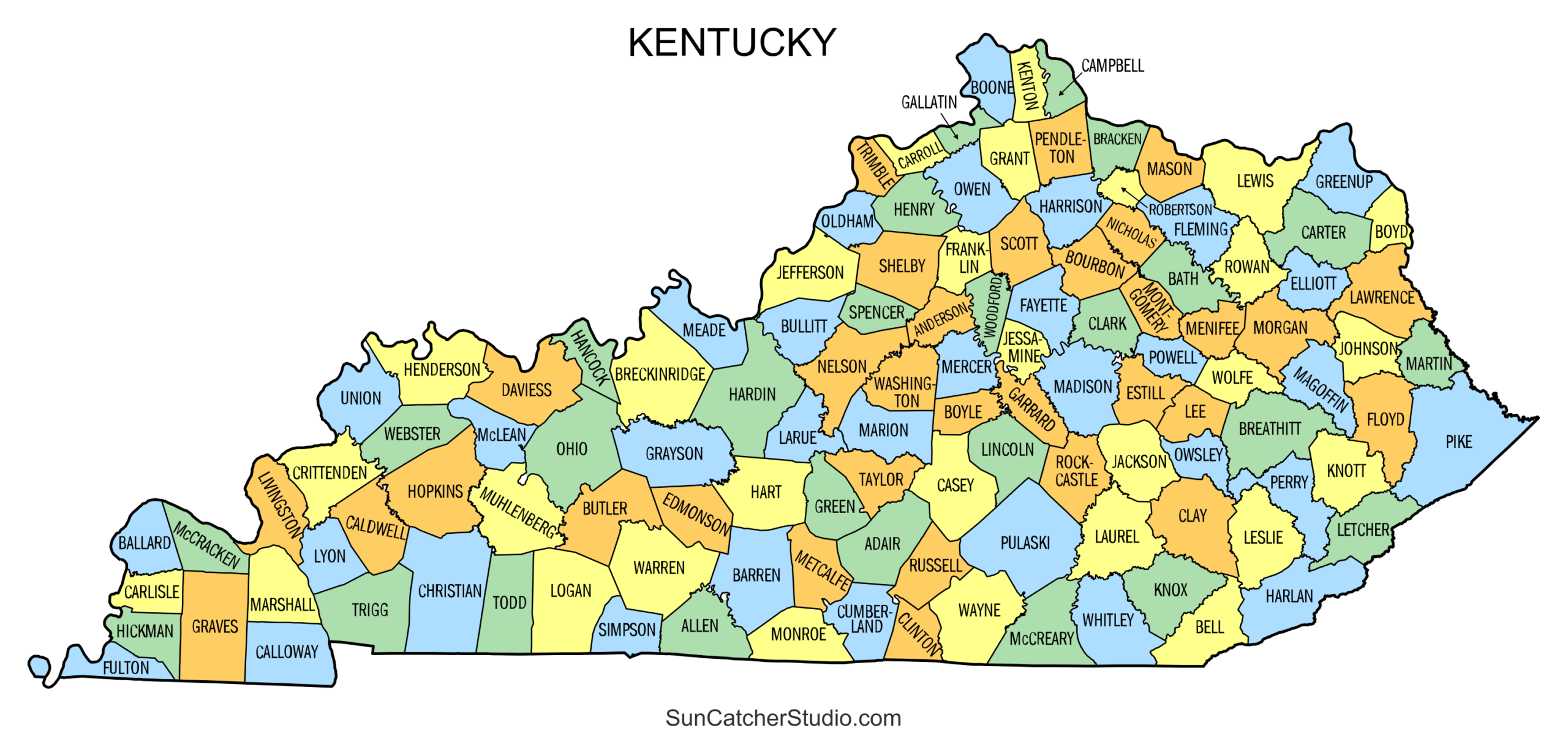 kentucky county map printable state map with county lines free