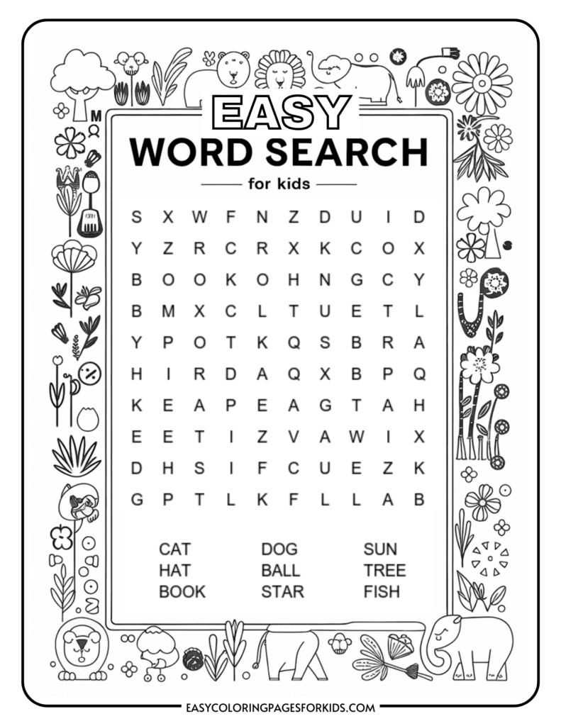 Kids Word Search Printable