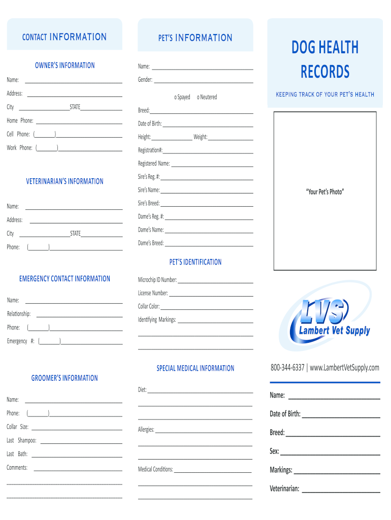 Lambert Vet Supply Dog Health Records Form Fill Online 