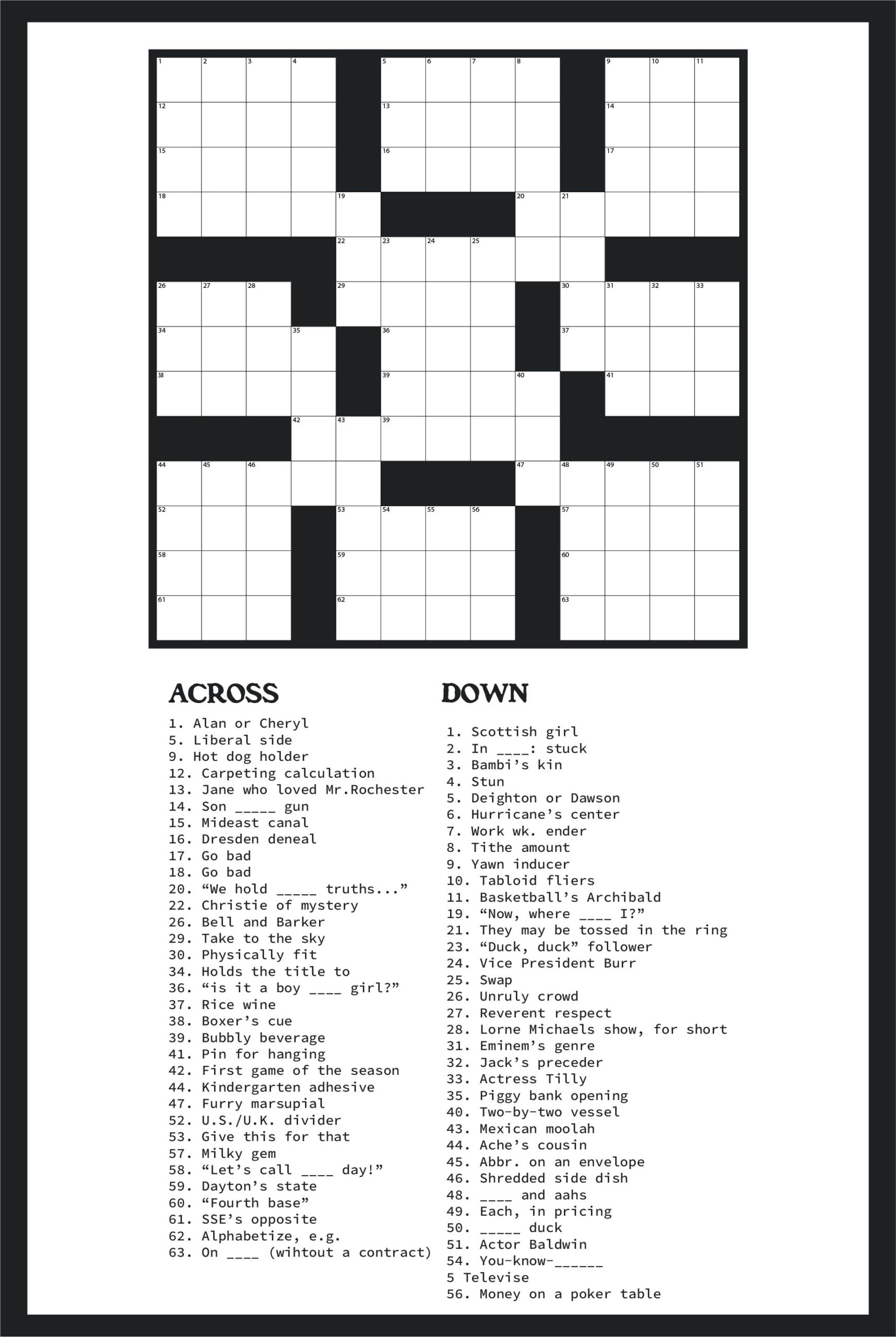 Large Crossword Puzzles Printable