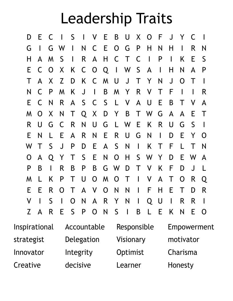 Printable Leadership Free Crossword