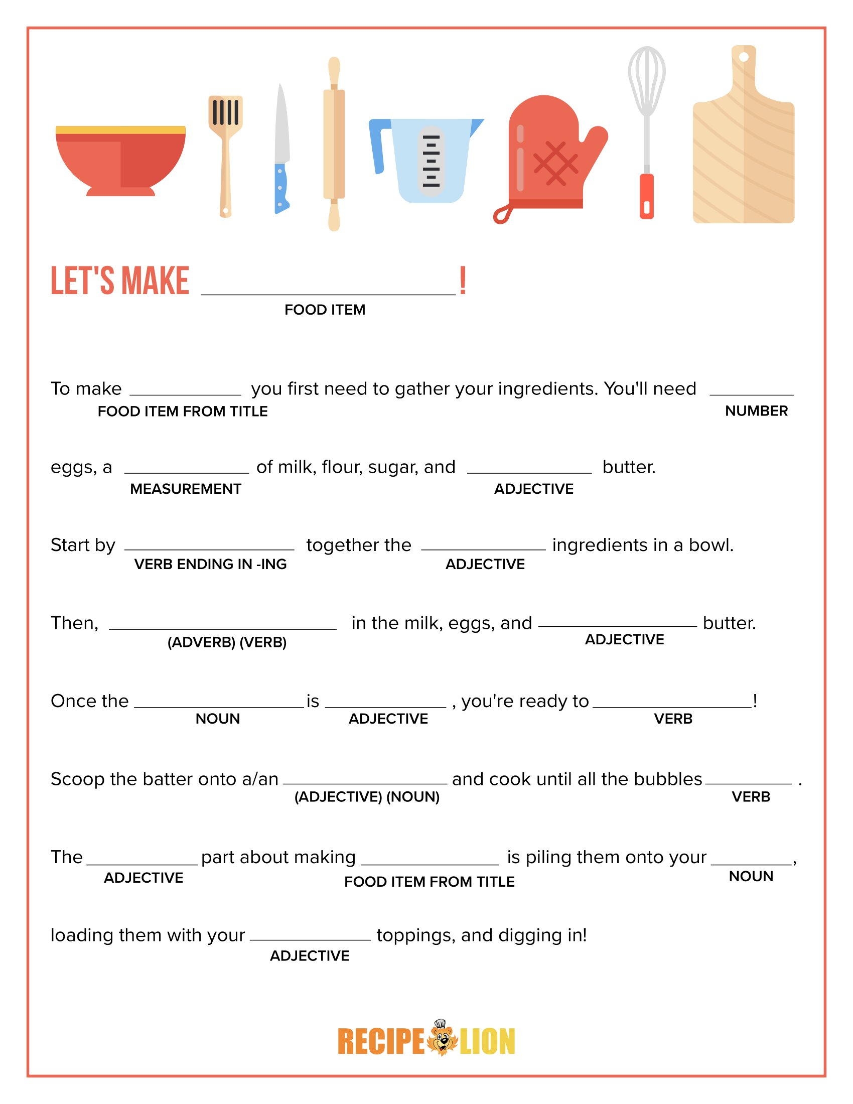 Mad Libs Printables