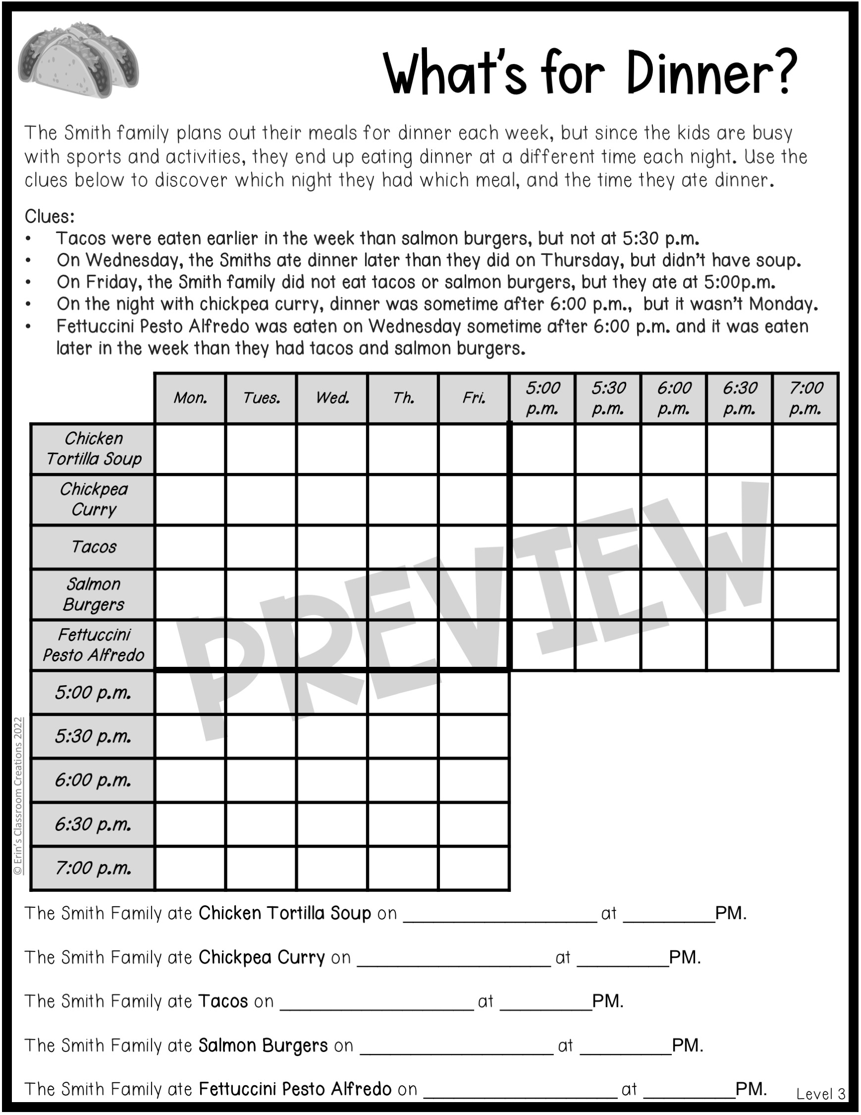 Printable Free Logic Puzzles