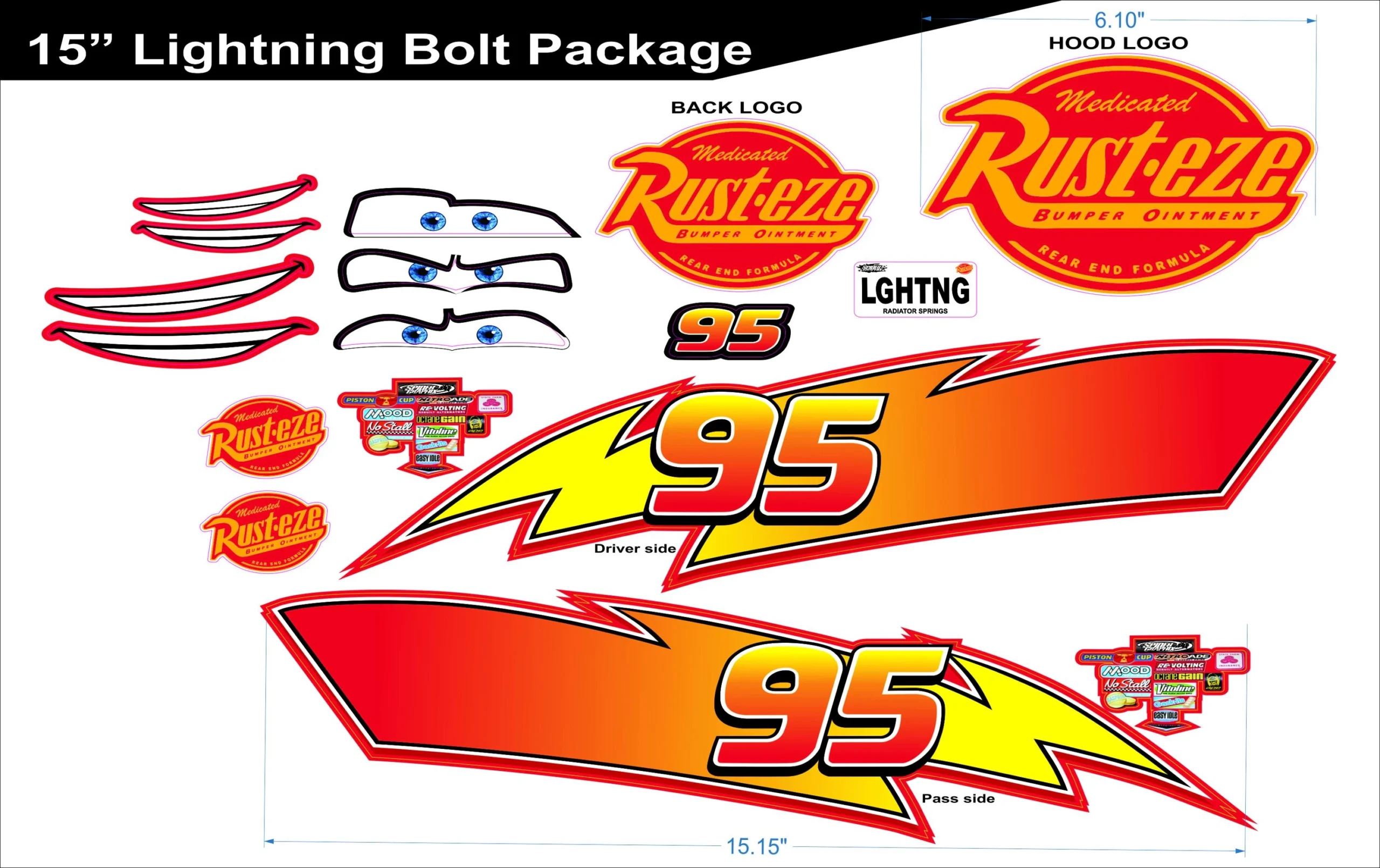 Lightning Mcqueen Decals 15 Etsy