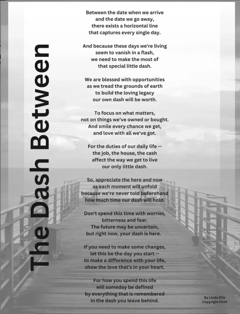 Linda Ellis Author Of The Dash Dash Dash Book Dash Poem