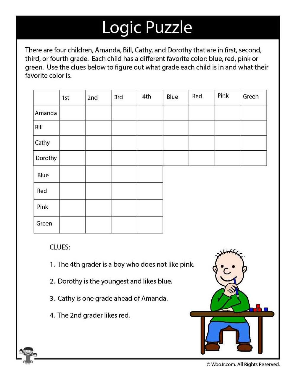 Printable Matrix Logic Puzzles