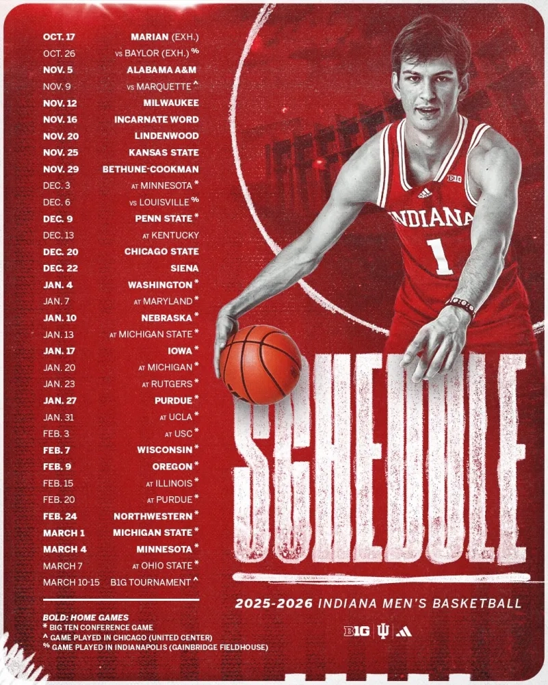 Look IU Basketball s Complete 2025 26 Schedule The Daily Hoosier
