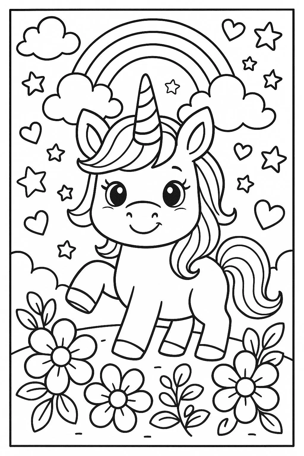 Printable Cute Unicorn Coloring Pages