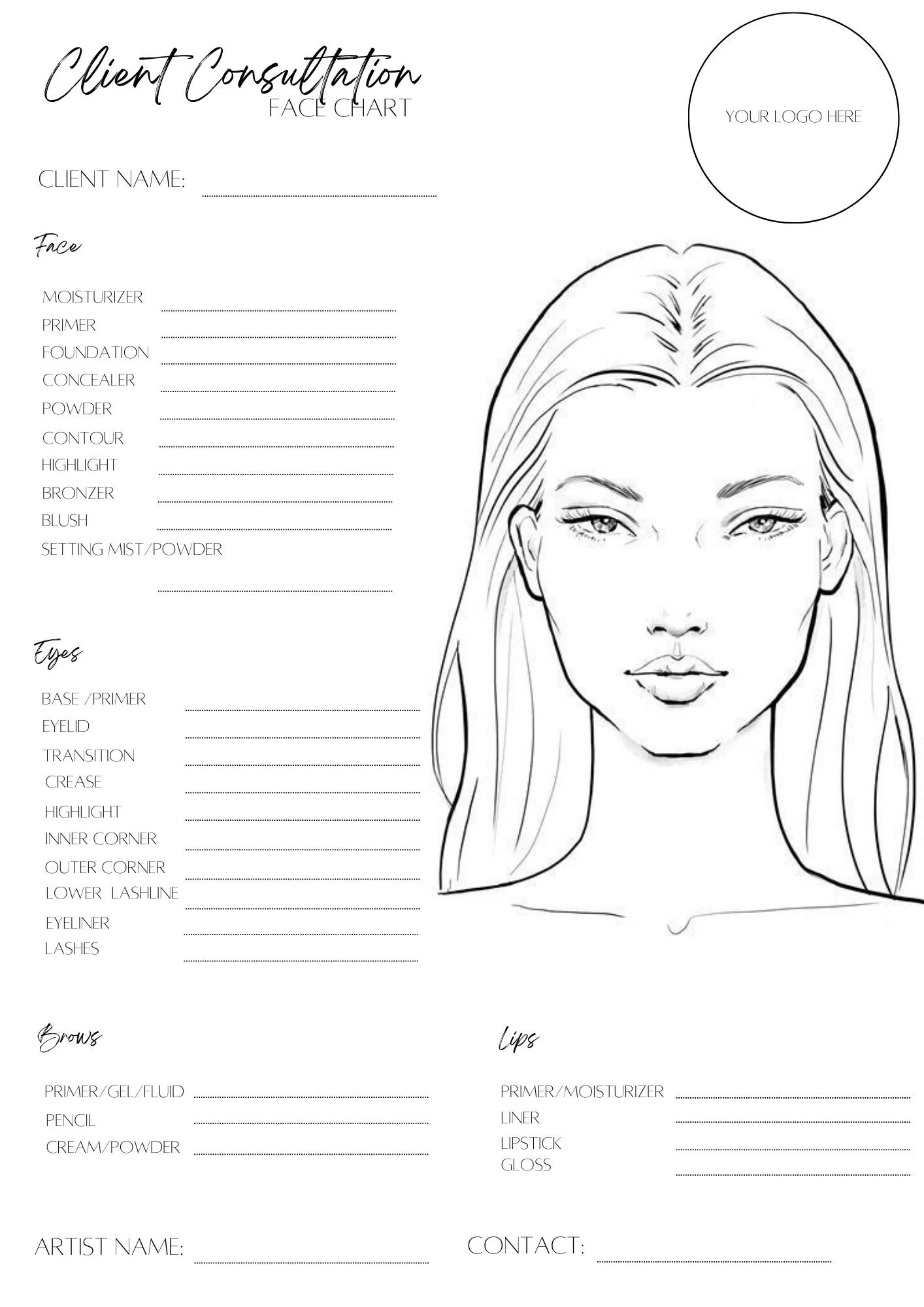 Printable Makeup Face Template