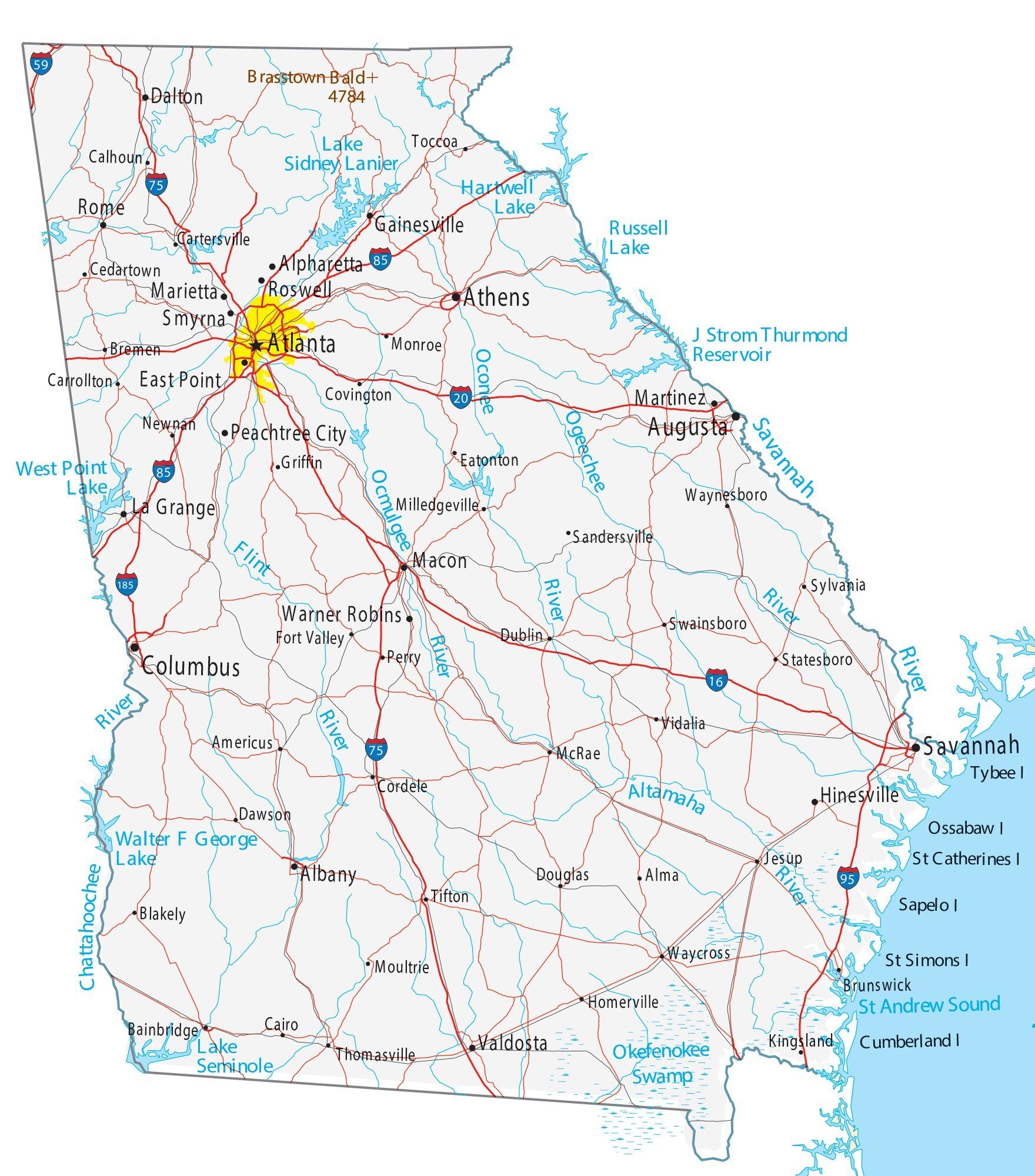 map of georgia cities and roads gis geography