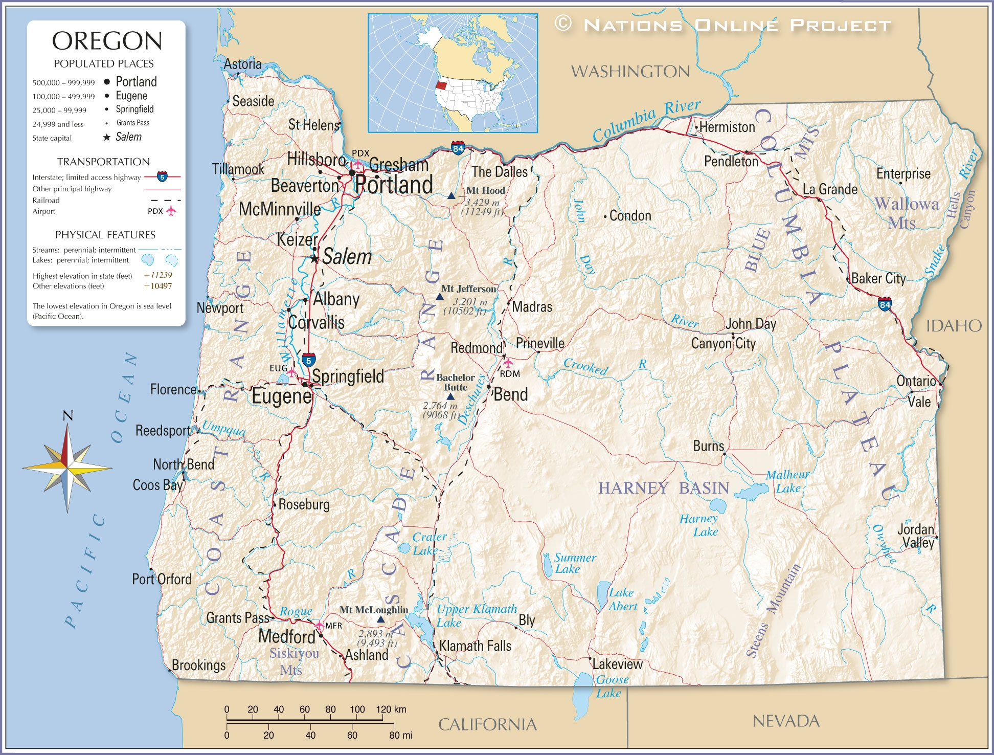 Printable Map Of Oregon