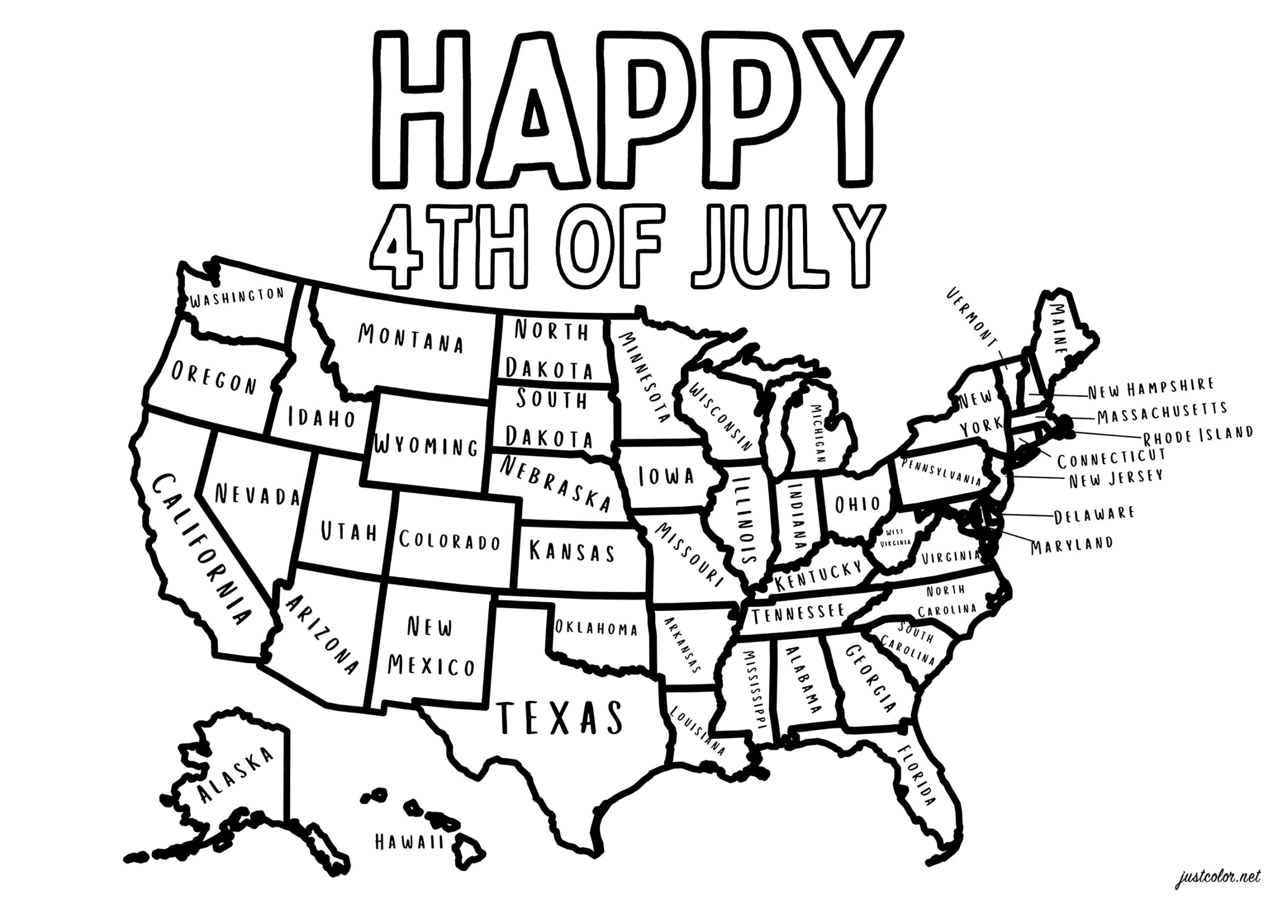 Map Of The United States To Celebrate National Day The 4th Of 