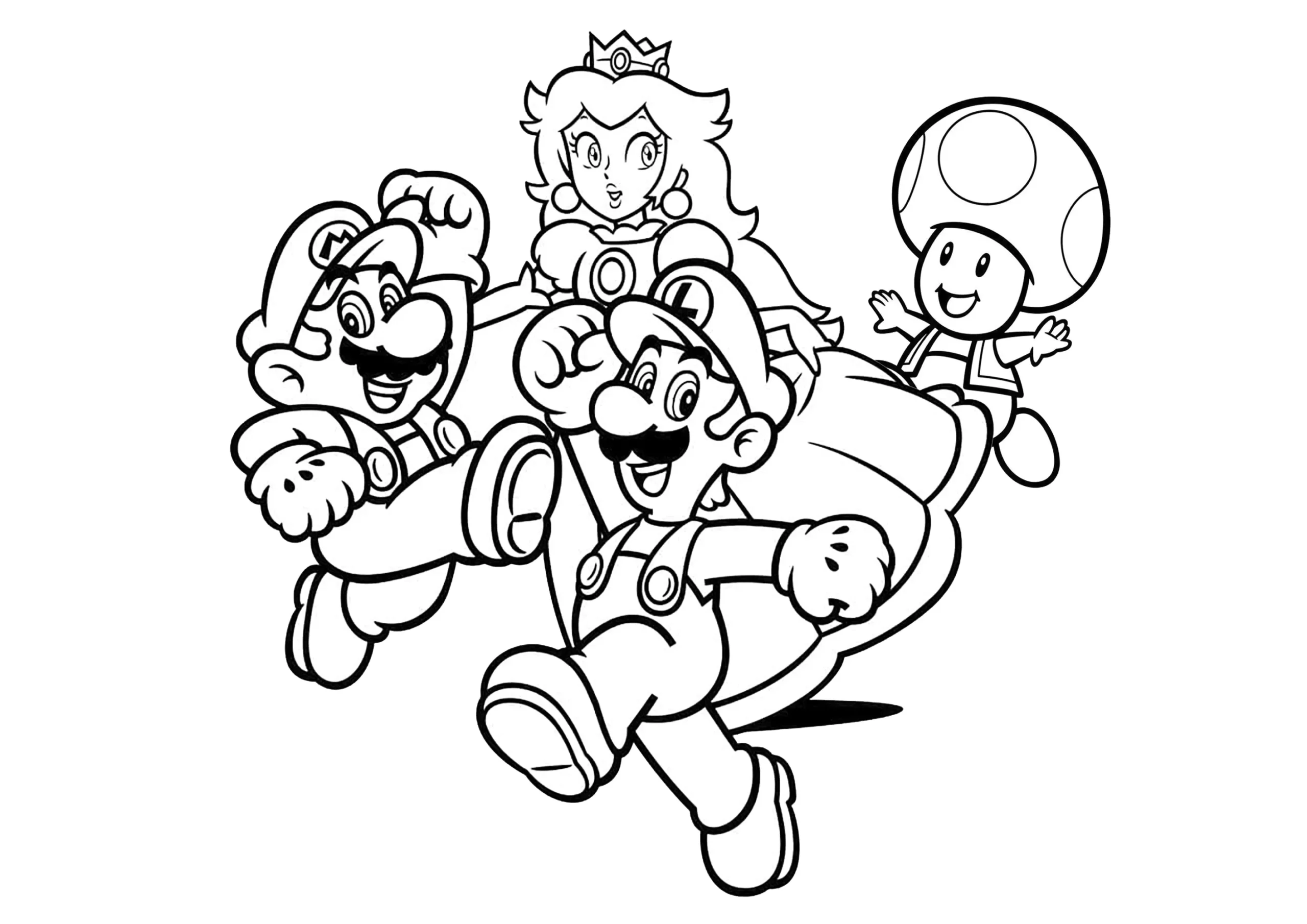 Mario With Luigi Princess Peach And Her Friend Toad Super Mario 