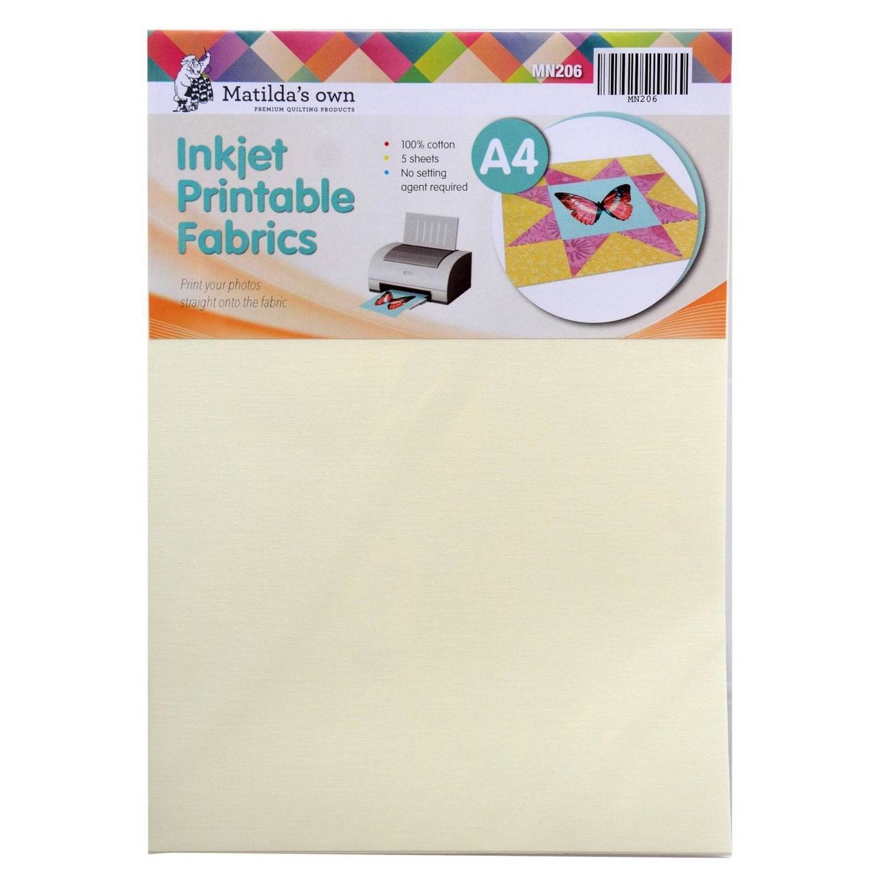 Matildas Own Inkjet Printable Fabric A4 5 Sheets 210x297mm Old 