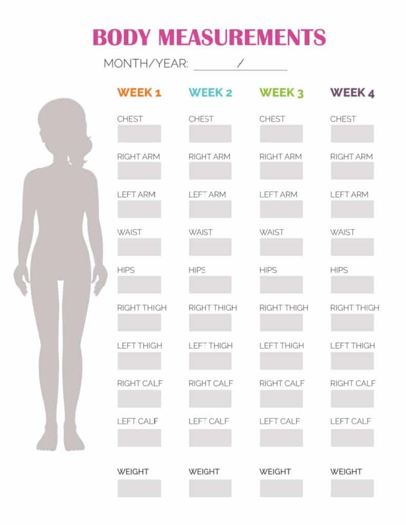 Measurements Chart Pdf Printable Workout Measurements Tracker 