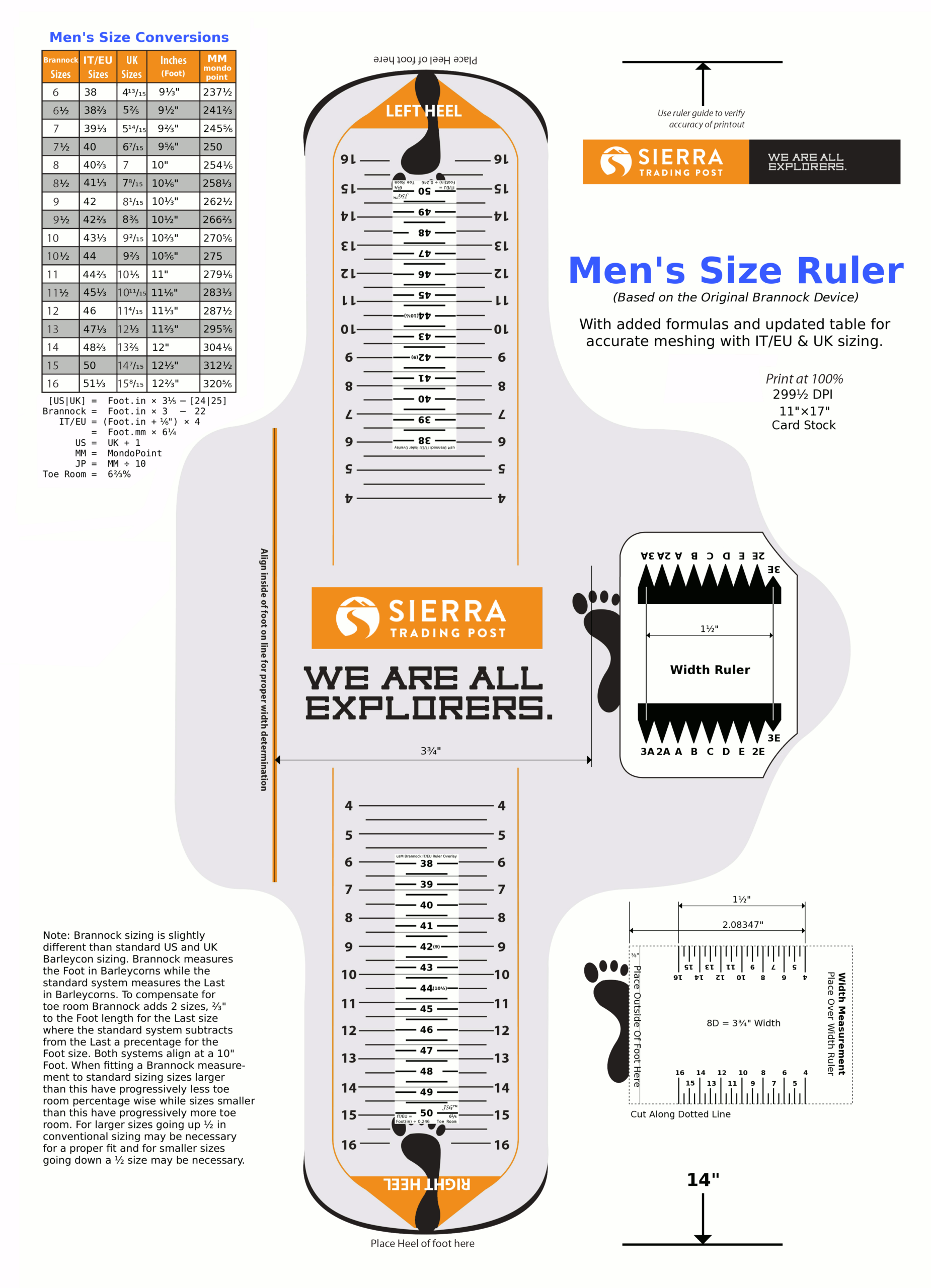Mens Foot Measurement Tool Printable Size Chart Centimeter Adult 
