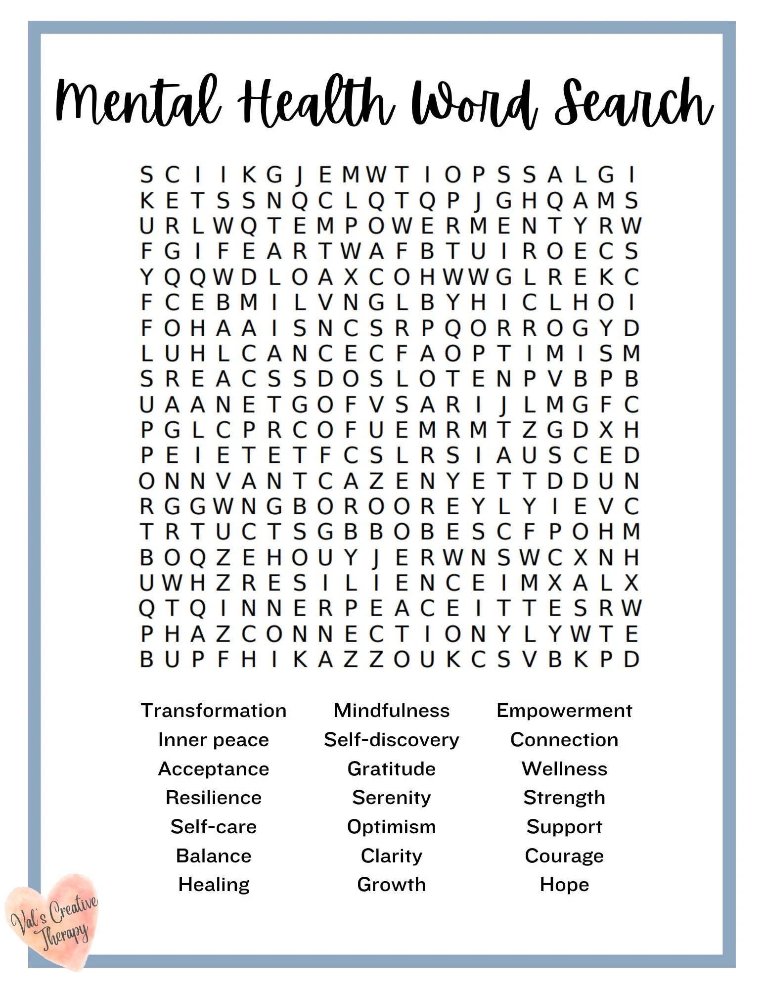 Health Crossword Puzzle Printable