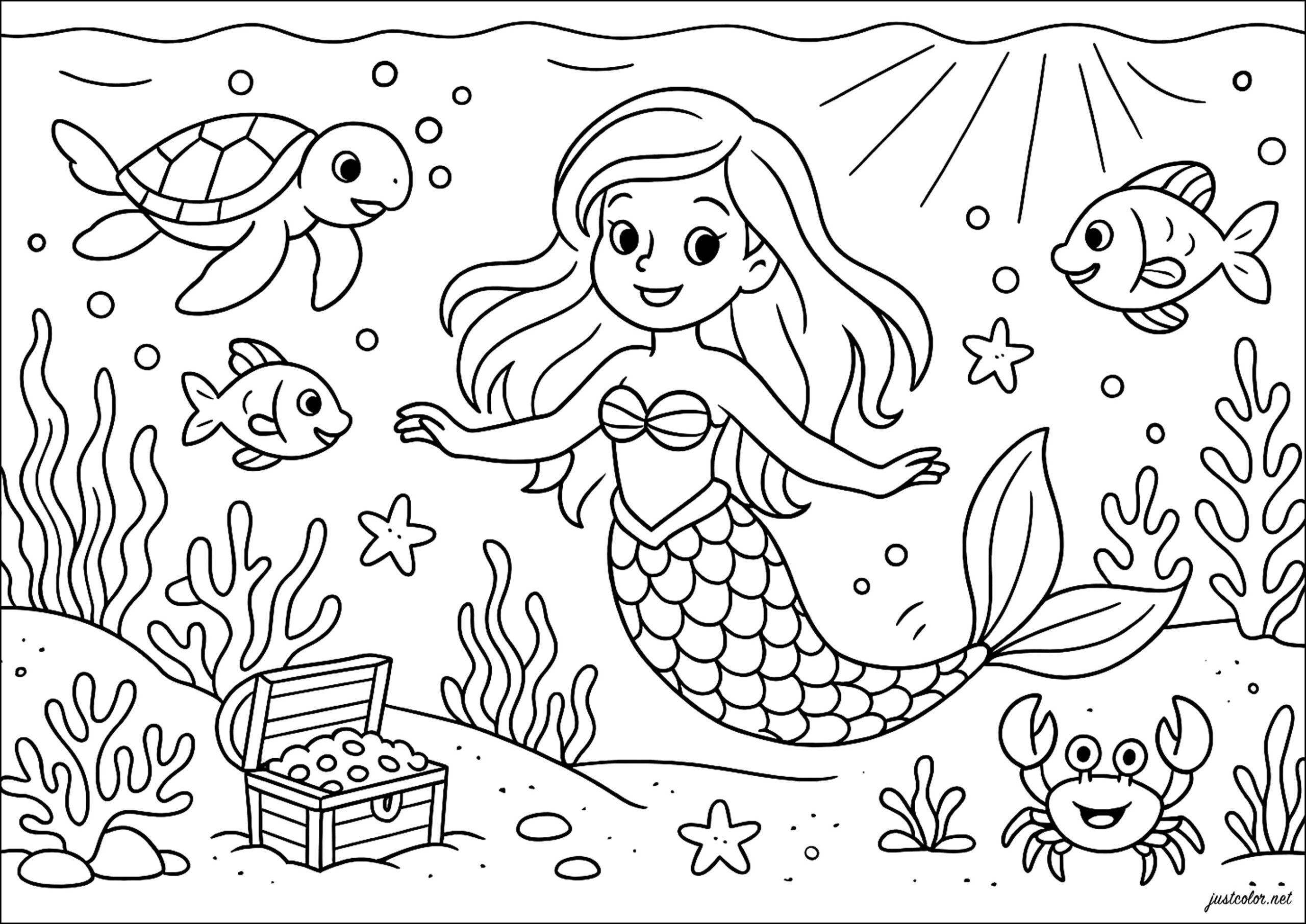 Mermaid Coloring Printable