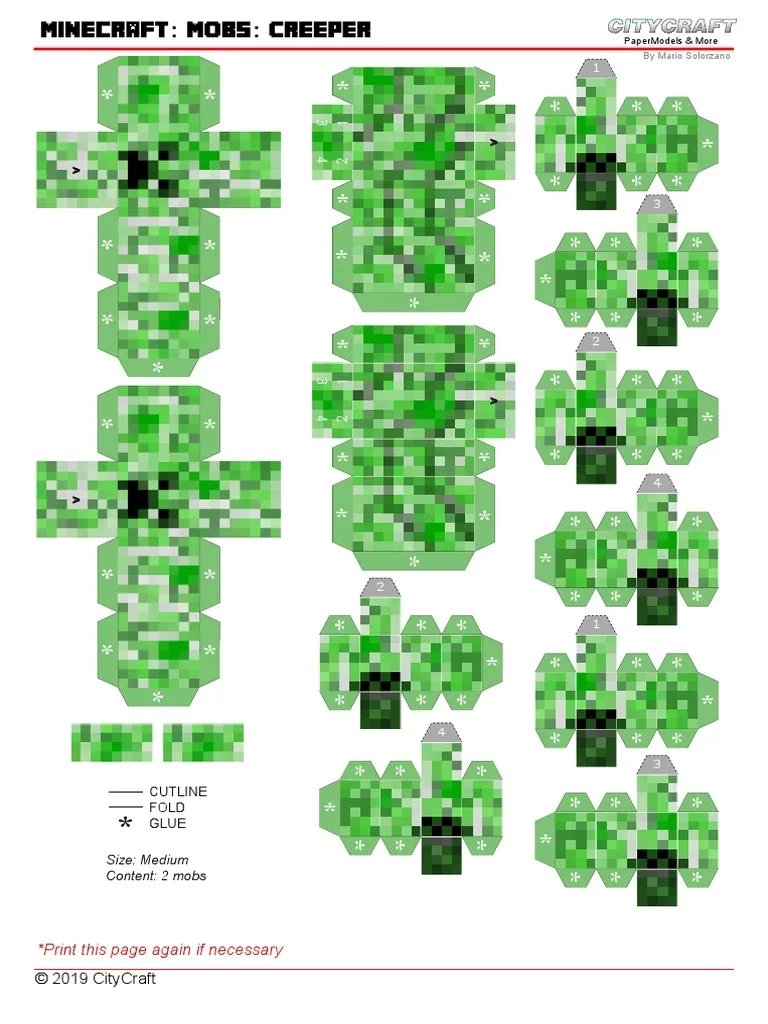 Minecraft MOBS CREEPER Print This Page Again If Necessary PDF 